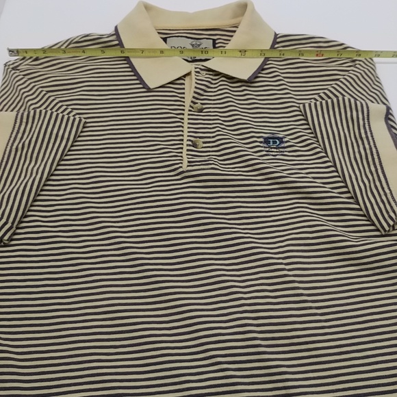 Dockers Khakiware men's short sleeve polo shirt large blue/yellow stripes - Picture 5 of 12